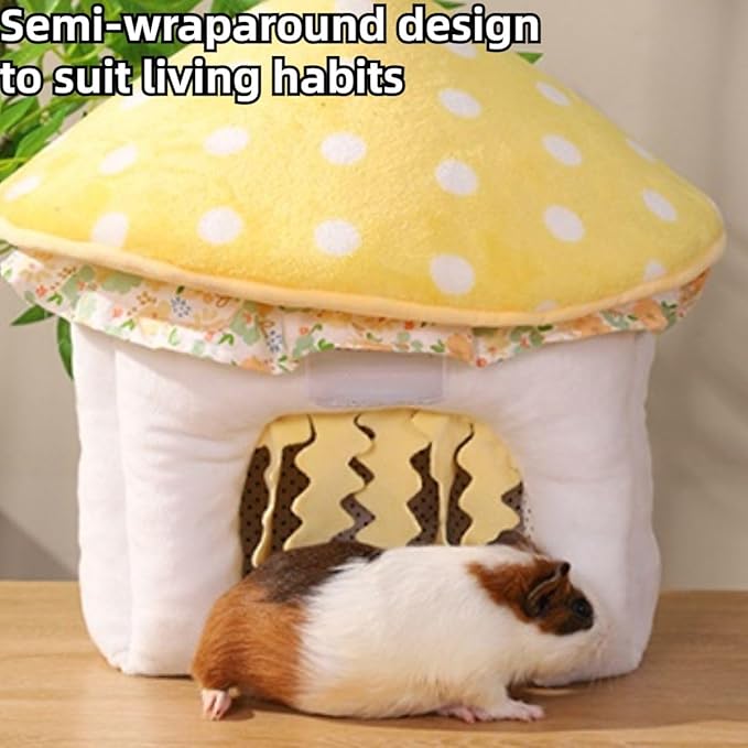 Guinea Pig Hideout, Mushroom Shaped Guinea Pig Tunnel, Small Animal Cage Accessories for Bunny, Hamster, Chinchilla, Ferret, Rabbit and Other Pets (Small)
