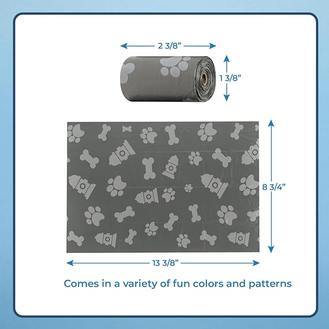 Best Pet Supplies Dog Poop Bags for Waste Refuse Cleanup, Doggy Roll Replacements for Outdoor Puppy Walking and Travel, Leak Proof and Tear Resistant, Thick Plastic - Gray, 150 Bags
