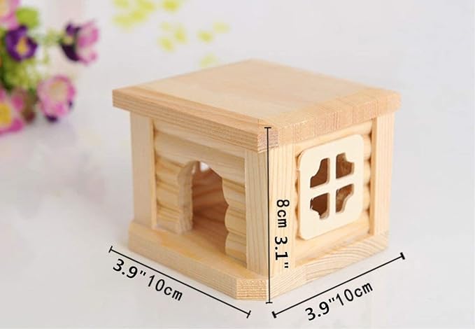 Litewoo Wooden Hamster House Chew Toy Luxury Exquisite House for Mouse Chinchilla Rat Gerbil and Dwarf Hamster