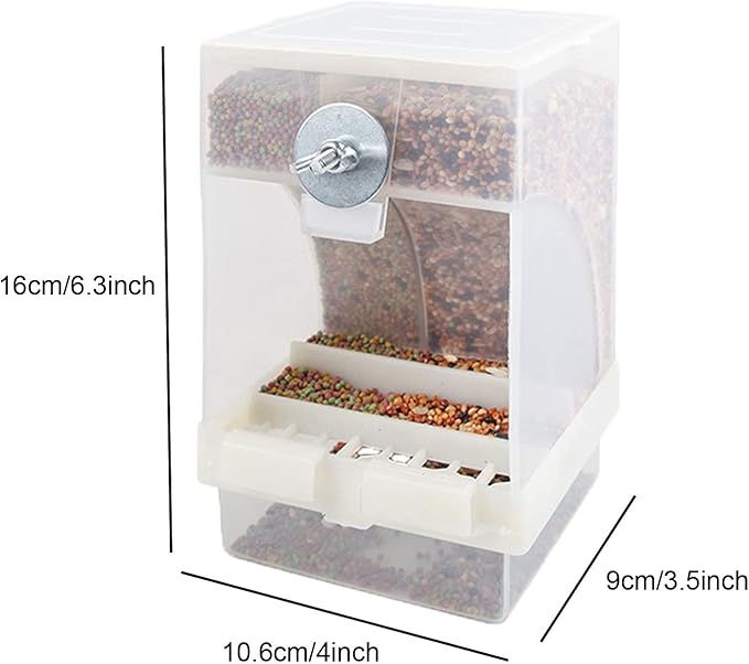 2-Pack No-Mess Automatic Bird Feeder Parrot Feeder Cage Accessories Supplies for Feeder Integrated Automatic Box Parakeet Canary Cockatiel Finch (2pcs)