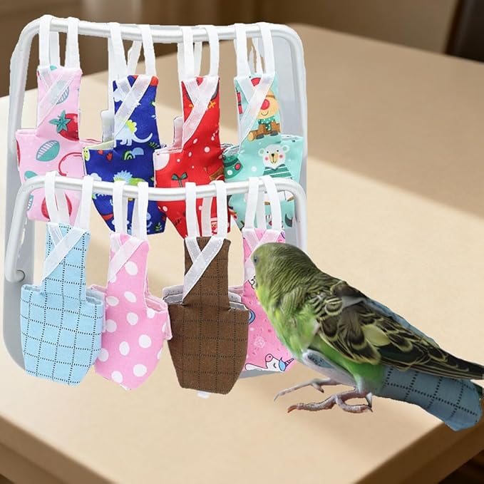 4pcs Bird Diaper Parrot Flight Suit with Waterproof Inner Layer Pigeon Pants Parrot Nappy Reusable Cockatiel Clothes Adjustable for Parakeet Mini Macaw Budgie Canary - color1 L