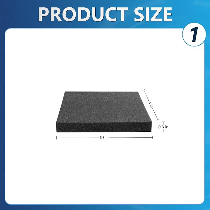 6 Pack Aquarium Bio Sponge Filter Media Pad, Cut-to-Size Filter Foam Pad for Fish Tank (6.3" x 4" x 0.8", 50PPI)