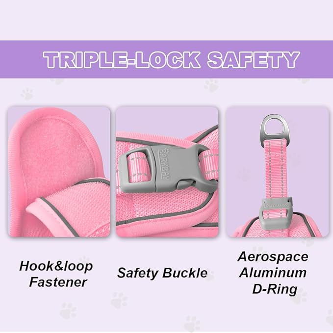 Cat Harness and Leash Set,Escape Proof Kitten Harness,Step in Adjustable Soft Lightweight,Easy Control,Reflective Strips Comfortable for Walking Travel(Baby Pink,XS)