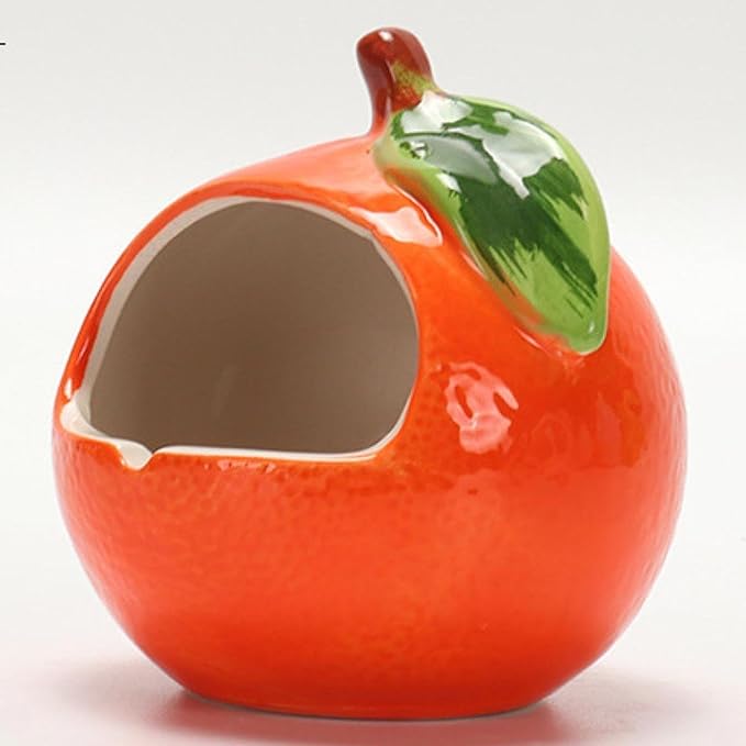 Ceramic Hamster House,Hut Cage,Hamster Cage Accessories,Cave,Cute Hamster Hideout Small Animal Hideout for Dwarf Hamste, Orange
