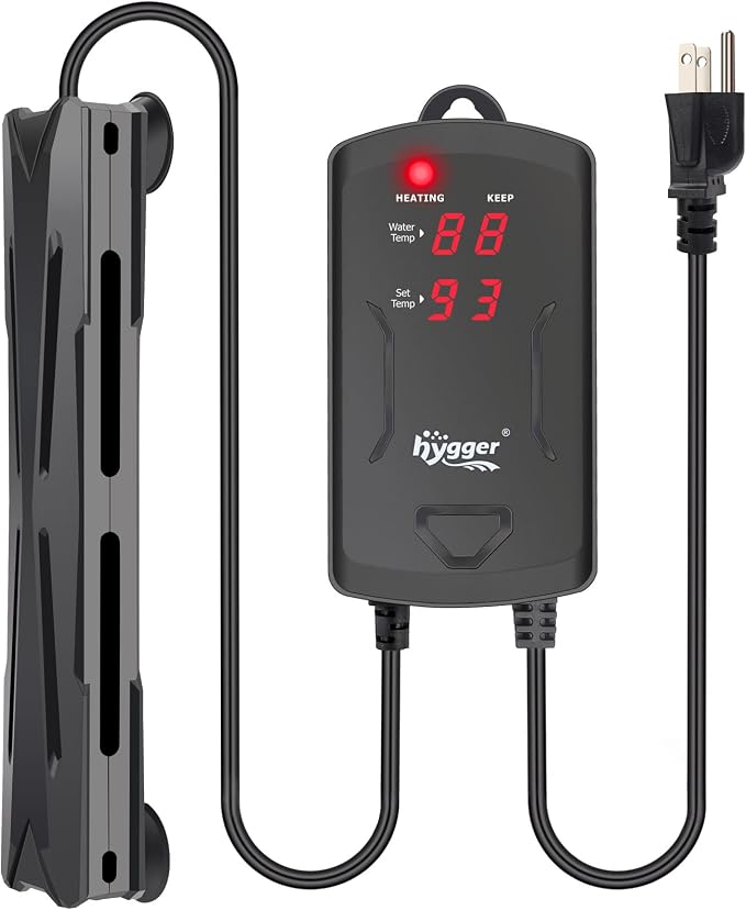 hygger 10-25 Gallon Aquarium Heater with LED Display Controller, Quartz Submersible Fish Tank Heater 100W for Saltwater Freshwater