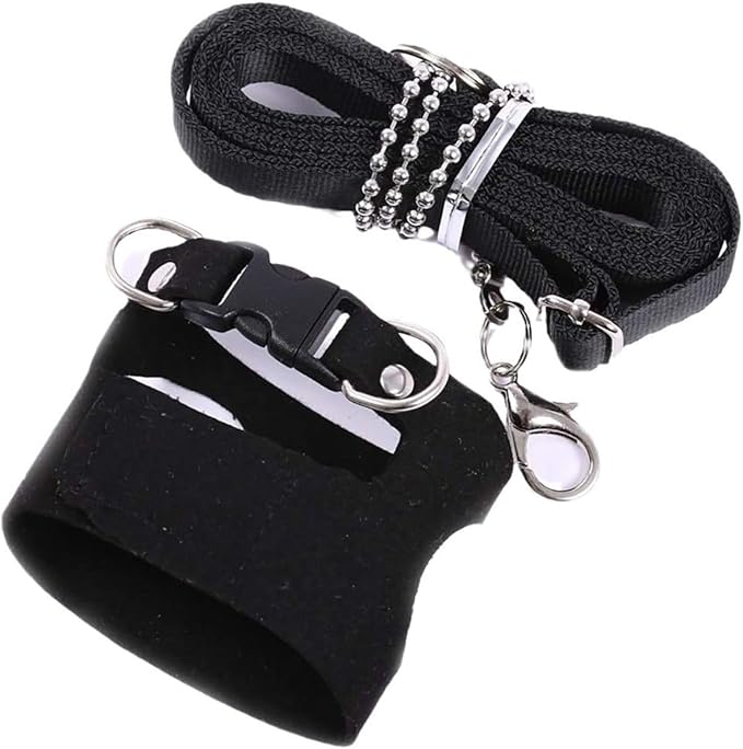 3 Pack Squirrel Harness and Leash Set - Adjustable Traction Rope Strap Anti-Biting Chain,Small Animal Training Walking Vest Leash for Squirrel Gerbil Chinchilla Rat (Black)