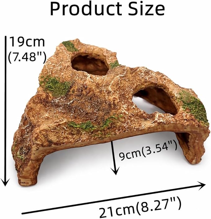 Large Resin Aquarium Cave Hideout, Fish Tank Rock Decor with 2 Top Viewing Holes and Side Viewing Window, Shelter for Betta, Shrimp and Small Fish, 8.3 x 7.5 x 3.5 in