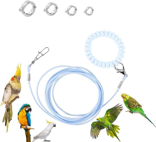 Parrot Flying Rope Lightweight Bird Harness Leash with Foot Ring Leg Band Elastic Bird Flying Leash Outdoor Training Traction Rope for Macaw African Greys Parakeet Cockatoo Sun Conure