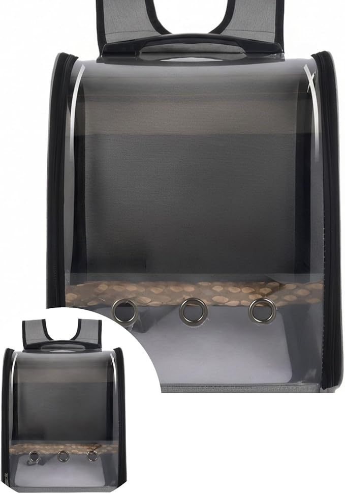 Pet Bird Backpack with Ventilated Acrylic Front and Perch for Travel