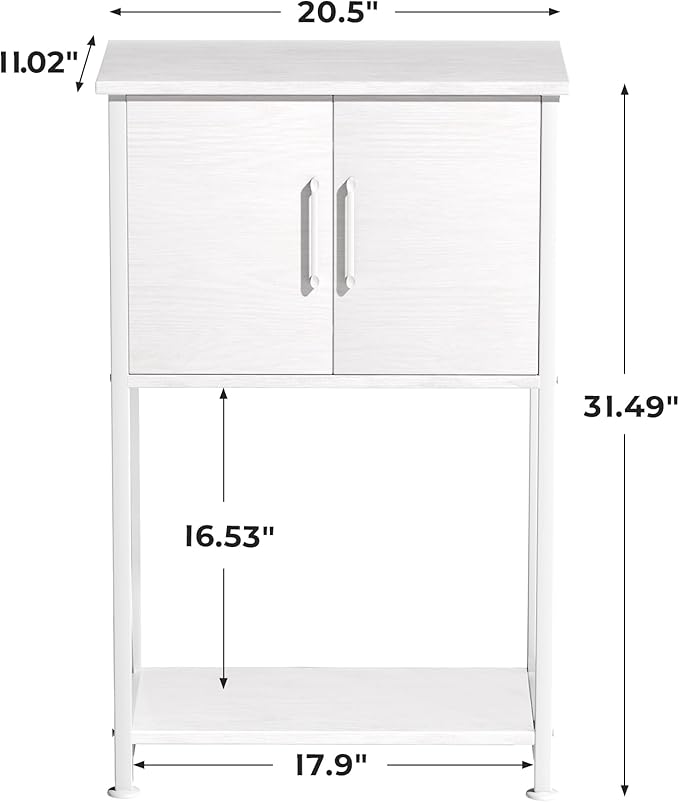 Herture 5-10 Gallon Fish Tank Stand, Metal Double Aquarium Stand with Cabinet for Fish Tank Accessories Storage, Heavy Duty 20.5" L* 11.02" W Tabletop, 500LBS Capacity White PG06YGW