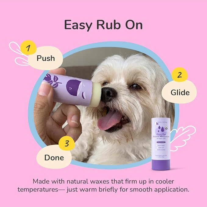 kin+kind Nose & Paw Balm Stick for Dogs & Cats – USDA Certified Organic – Natural Moisturizer for Dry Cracked Paws & Nose – Coconut Oil & Shea Butter – Lick-Safe – 1.76 oz
