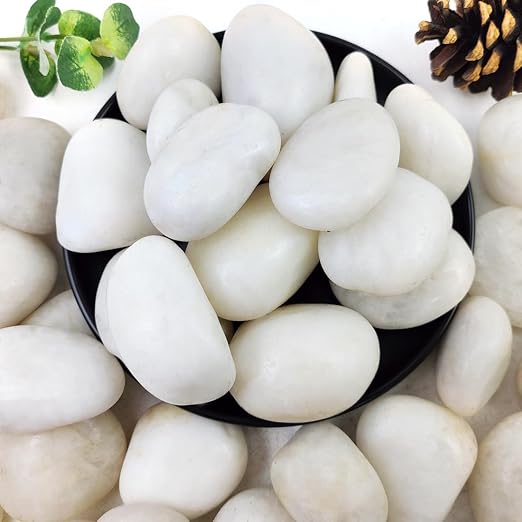 40lbs White River Rocks for Landscaping, Pebbles for Indoor Plants | 2-3 Inch High Polished Outdoor Decorative Stones Vase Filler Fish Tank Aquariums Landscaping Garden Outdoor and Indoor DIY