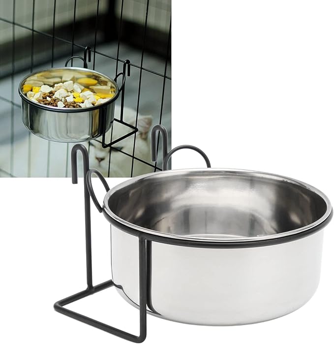 GOTOTOP Stainless Steel Coop Cup, Hanging Pet Bowl Food Water Feeder with Hook for Dogs Cats Birds Rabbits in Crate Cage Kennel