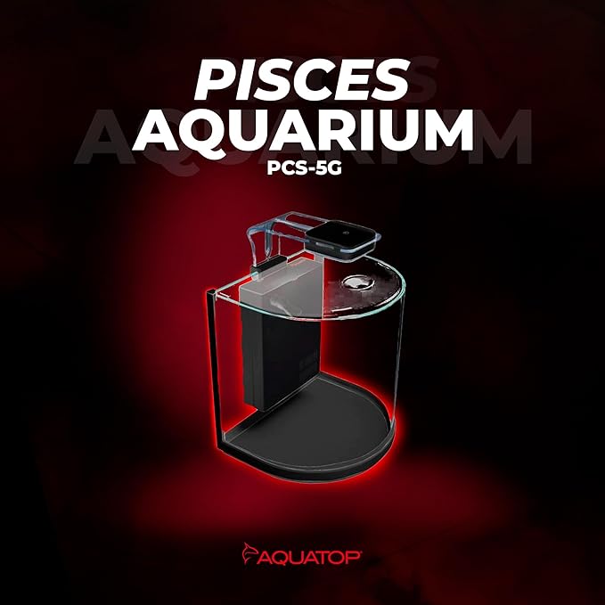 Aquatop Pisces Curved Bowfront Aquarium, 5-Gal Nano Tank – 53 GPH Flow Rate – Semi-Circle Glass Aquarium Kit with Touch Sensitive LED Light & Filter