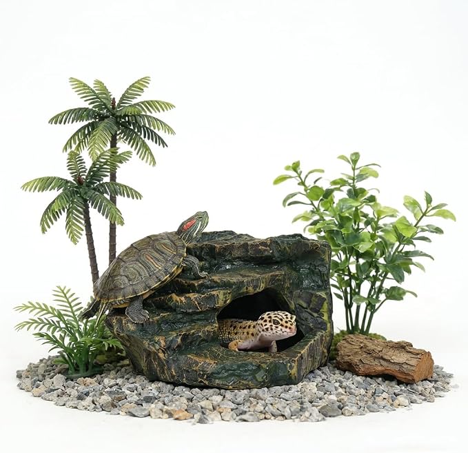 Reptile Tank Accessories, Turtle Tank Decor, Aquarium Caves, Perfect Gecko Hide, Fish Aquarium Decor, Professional Turtle Basking Platform (Antique)