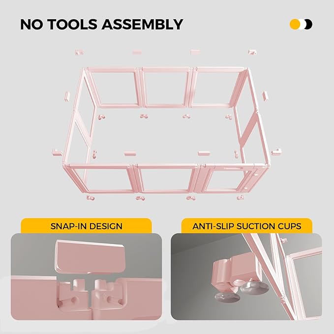 EVERFRONT Clear Acrylic Plastic Dog Playpen - Clear Dog Play Pen - Easy Assemble Acrylic Dog Playpen - Puppy Playpen, Cat Playpen, Small Animal Playpen, Dog Play Pen Indoors (Pink-23.6" H, 10PCS)