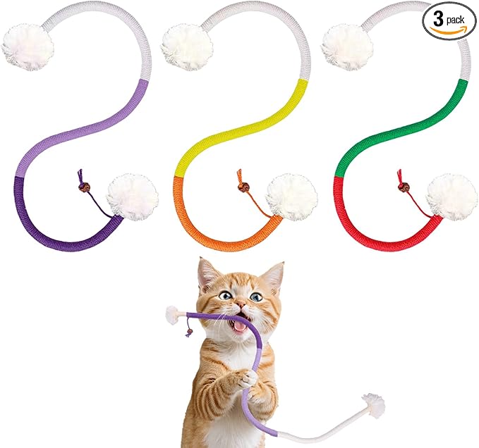 SEVENKA 3Pcs Cat Catnip Toys, 2.3ft/70cm Silvervine Chew Toy for Teeth Cleaning, Kitten Toys, Cotton Rope Scratch Catnip Interactive Cat Toys for Indoor Kittens Kitty