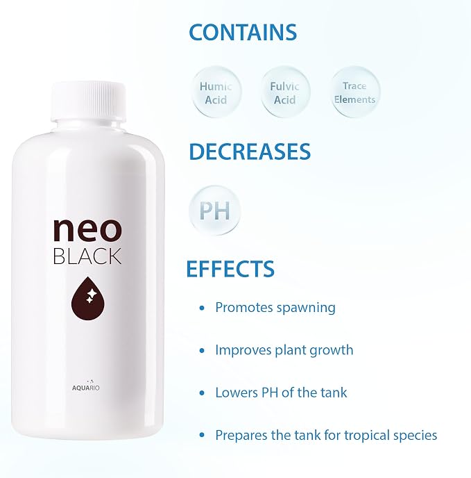 Aquario Neo Black - Blackwater Aquarium Conditioner for Freshwater Planted Aquariums - Promotes Spawning & Plant Growth for Biotope Aquariums - Liquid Humic & Fulvic Acid Fish Tank Conditioner- 1000ml