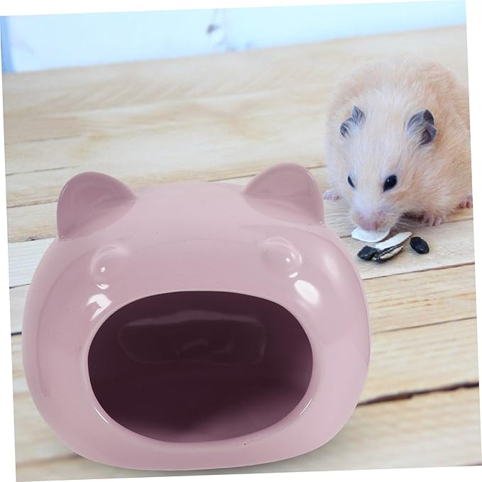 BESPORTBLE Small PET Hideout Ceramic House Cozy Bed for Hamsters Gerbils and Small Animals Comfortable Hideaway Shelter Fleece Bedding