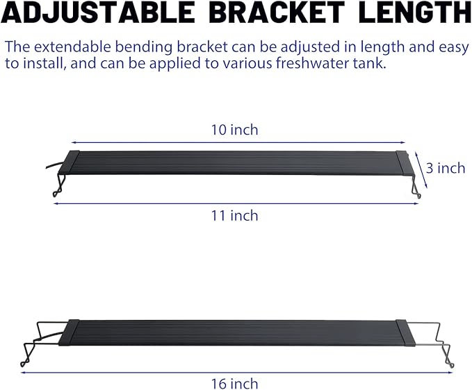 WaterRebirth Ultra-Slim Full Spectrum LED Aquarium Light with Adjustable Brackets,500LM 12W for 12Inch to 18Inch Fish Tank Lighting Fresh Water