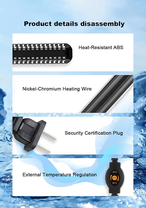 500W Aquarium Heater, Adjustable Thermostat Fish Tank Heater | Auto Shut-Off, Explosion-Proof for Fresh & Saltwater