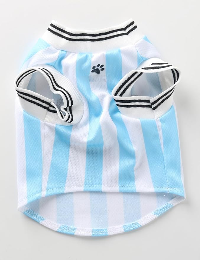DroolingDog Pet Dog Jersey Costume, Summer Cooling Mesh Fabric, Soccer Sportswear Team Jersey, Lightweight Football Casual Clothes for Small Dogs, Argentina, Medium
