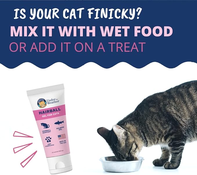Under the Weather Hairball Gel for Cats | Vet Formulated Hairball Remedy Gel for Cats | Supports and Aids Normal & Natural Elimination of Hairballs in Adult Felines | 3.5 Ounces