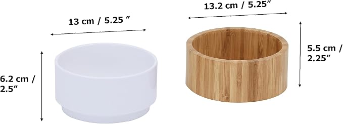 Teamson Pets Billie Elevated Ceramic Pet Bowl with Bamboo Stand,Brown