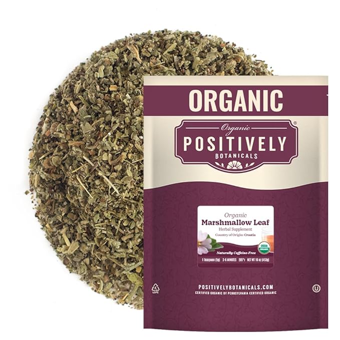 Organic Positively Botanicals Company, Marshmallow Leaf, Herbal Tea Loose Leaf Botanical, 16 Ounce