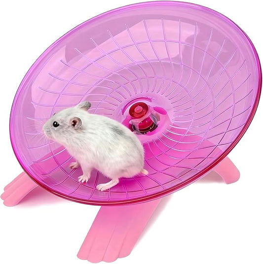 Litewood Small Hamster Wheel Hermit Crab Wheel Small Animal Flying Saucer Spinner Silent Running Exercise Toy Cage Tank Accessory for Dwarf Hamster Gerbil Mouse Rat Mice Hermit Crab (Pink)