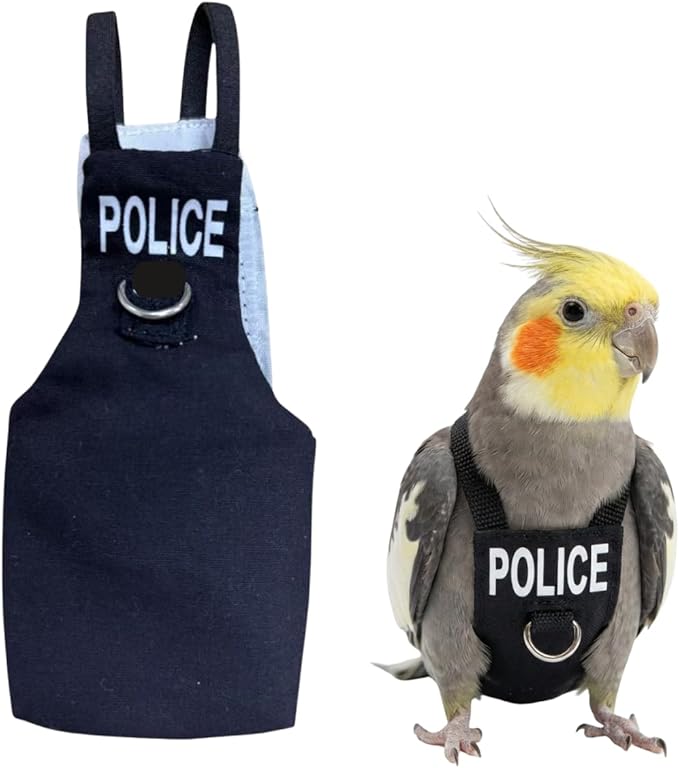 Bird Diaper Flight Suit, Cute Cosplay Parrot Clothes, Easy-to-Wear Washable Nappy, Durable Metal Ring Harness for Cockatiel, Conure, African Grey, Parakeet Outdoor Flying (Without Leash,2M)