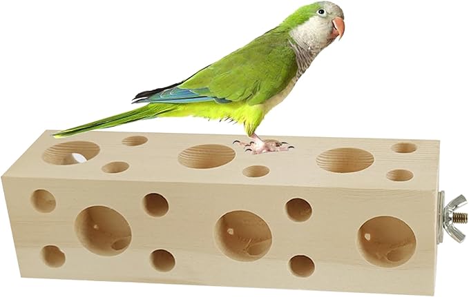 Bird Wooden Block Chewing & Foraging Training Toys for Small Animals - Shredding & Biting Wooden Bird Cage Accessories & Teething Toys for Lovebirds, Parakeets & Cockatiels