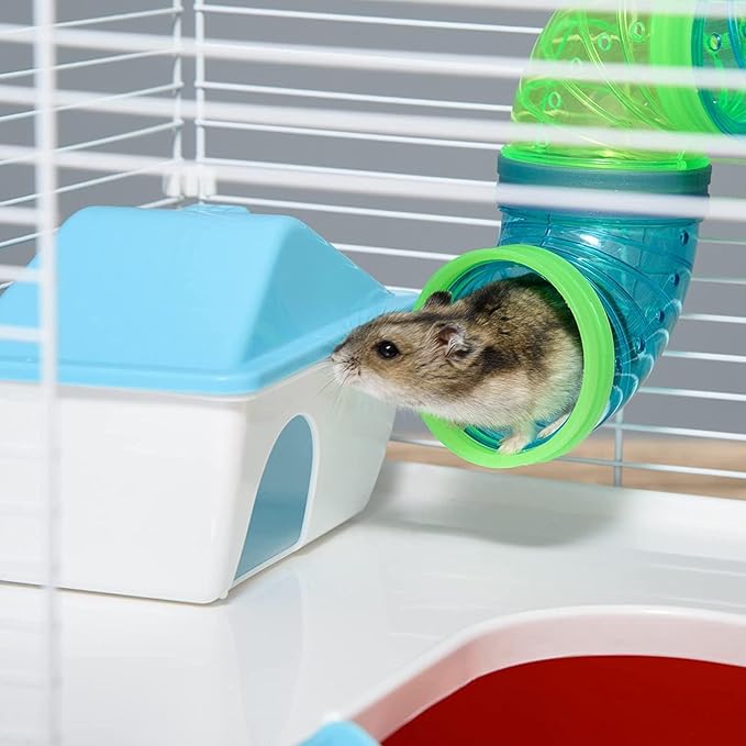 Extra Large High Tower Multi-Tiers Easy Setup Hamster Palace Gerbil Habitat Mouse House Mice Critters Home Cage with Complete Set of Accessories Expandable and Customizable Deep Tubby Base