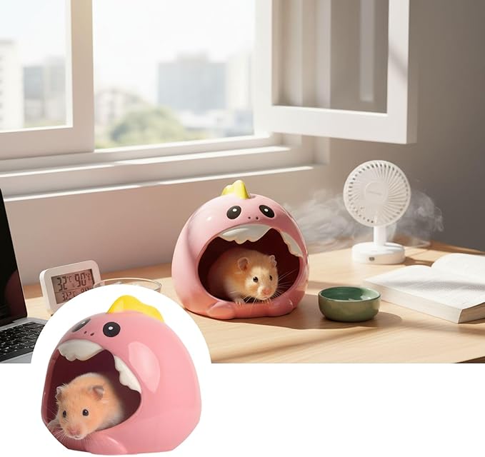 Ceramic Pet Nest for Small Animals - Hamster Ceramic House with Smooth Interior, Enclosed Hideout for Comfortable Shelter and Ventilation