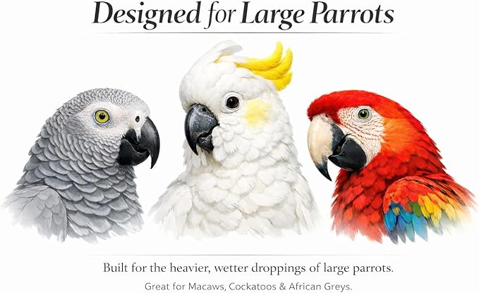 XL Bird Cage Liners 23.6"x35.4" (20-Pack) – Bamboo Charcoal Odor Control, 7-Layer Leak-Proof Pads for African Grey, Cockatoo, Macaw | Non-Toxic Newspaper Replacement for Large Parrot Cages