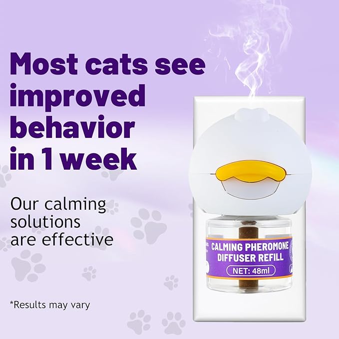 3 x 30 Day Cat Pheromones Calming Diffuser, Cat Calming Diffuser Refills for Stress, Pee Spraying, Aggression, Excessive Meowing & Scratching, 1 Diffuser & 3 Refills