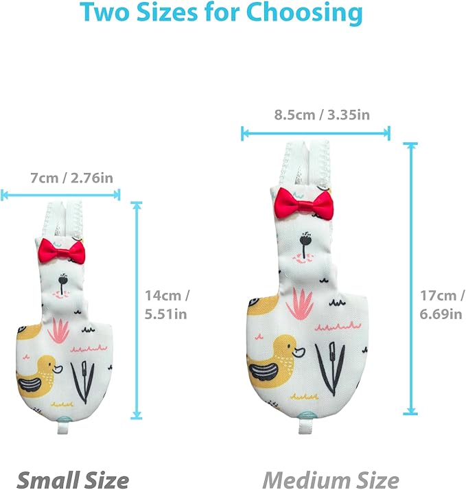 UKJENT Bird Diaper Protective Parrot Nappy 2 Pack, Reusable Flight Suit with Waterproof Inner Layer, Washable Cute Urine Wet Suit for Cockatiel Monk Parakeet Sun Parakeet Lory(S)