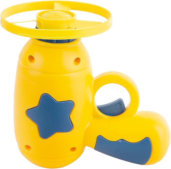 Berry President Flying Saucer Toy, Flying Disc Launch Playset with Rotating Flash Light, Indoor Outdoor Twist Shoot Toy for Kids Aged 3 Years Old & Up (Yellow)