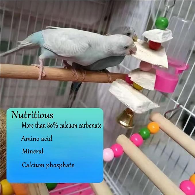 3 Pack Bird Toys with Cuttlebone for Birds,Parakeet Toys- Calcium Chew Toys & Grinding Stone for Parakeets, Budgies, Cockatiels, Lovebirds Prevents Destructive Chewing, Easy to Install
