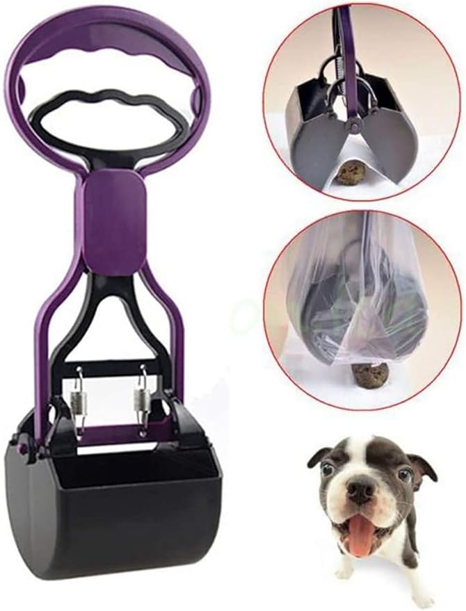 Pet Pooper Scooper for Dogs Cats Non-Breakable High Strength Material Durable Spring Easy Pick Up Grass Gravel Jaw Claw Rake for Kids Children Women Men (Blue)
