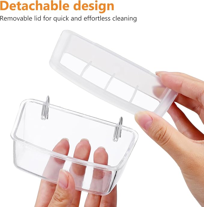 Veemoon 2pcs Splash Hanging Plastic Bird Cage Feeder No Mess Bird Cage Feeder Small Pet Parrot Feed Bowl Parrot Food Feeding Storage Container for Pet Parakeets, Cockatiels, Finches (4.5 * 2.3inch)