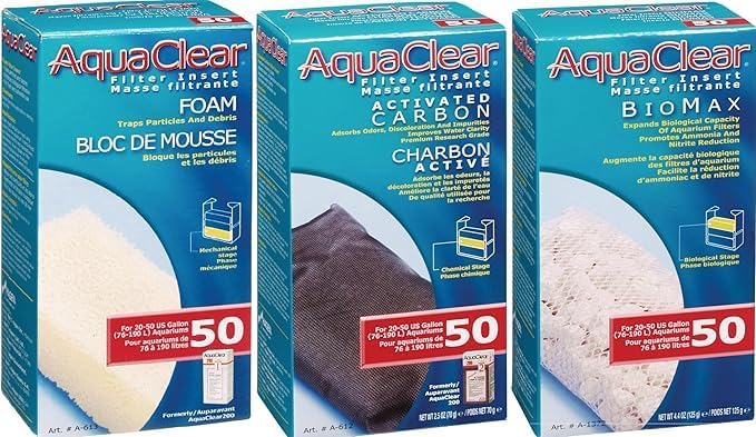 AquaClear Fluval 50 Maintenance Kit Hang on Back Aquarium Filter Aqua Clear AC50 Carbon Foam Biomax