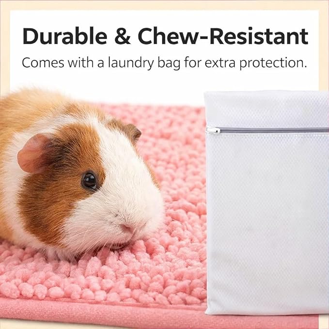 6 PCS Guinea Pig Fleece Cage Liners – Soft, Absorbent & Washable Multi-Piece Set with Laundry Bag, Durable, Portable, Easy-Clean Bedding for Small Pets, Rabbits, Hamsters (Gray)