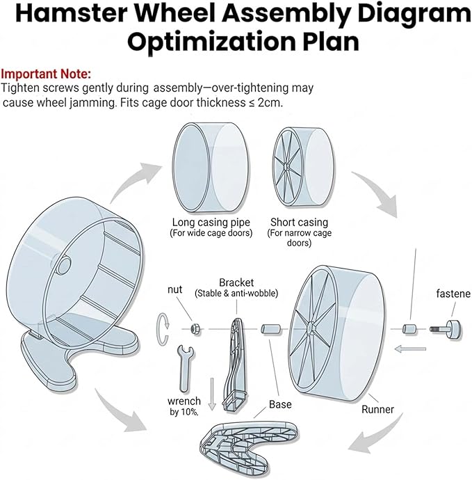 Hamster Wheel, 8.7" Super-Silent Exercise Wheels, Dual-Bearings Quiet Spinner Running Wheels, 3 Installation Methods, Fits Any Hamster Cage, Hamsters Toy for Dwarf Hamsters, Gerbils, and Small Pets.