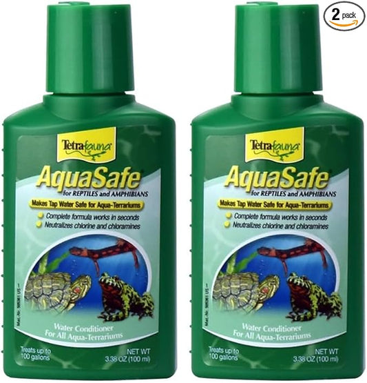 TetraFauna AquaSafe for Reptiles and Amphibians 3.38 Oz, Aqua-Terrarium Water Conditioner, Makes Tap Water Safe (Pack of 2)