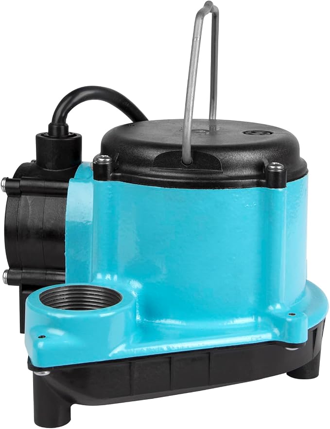Little Giant 6-CIA 115 Volt, 1/3 HP, 2760 GPH Cast Iron Submersible Sump Pump with Integral Diaphragm Switch, 25-Ft. Cord, Blue, 506125