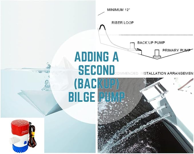 Submersible Boat Bilge Water Pump 12v Non-Automatic Marine Electric Bilge Pump for Ponds, Pools, Spas Silent, Boat Caravan RV Submersible (500 GPH)