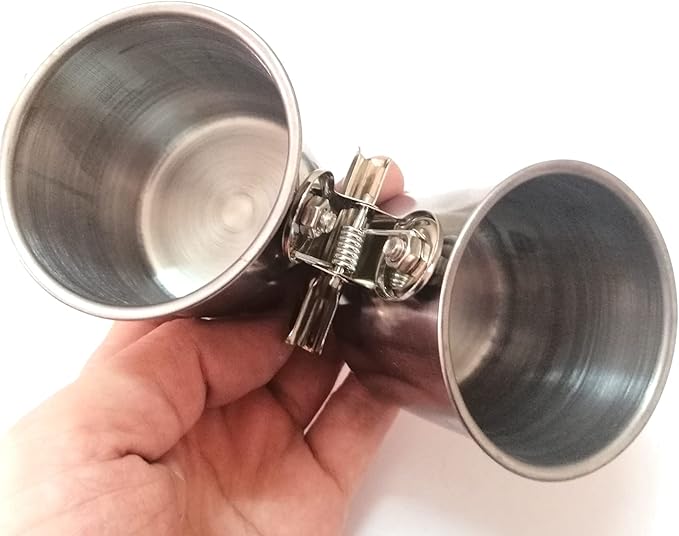 Parrot Feeding Cups Bird Feeding Double-Sided Cup with Clamp Holder Fit for Bird Wooden Perch