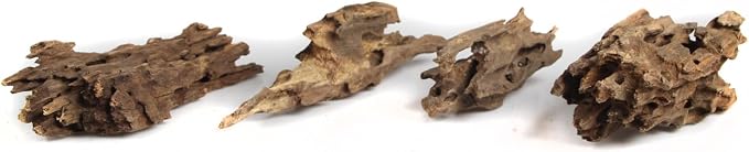 emours Driftwood Branches Reptiles Aquarium Decoration Assorted Size,(5.5-8 inch in Length),4 Pieces (Shrimp Wood)