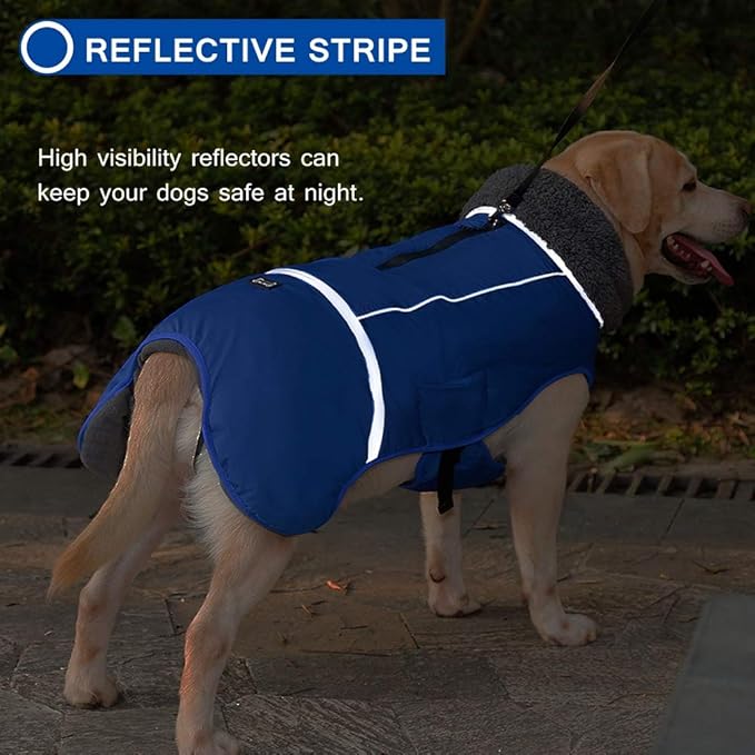 QBLEEV Warm Dog Coat Reflective Dog Jacket, Waterproof Dog Winter Coat Turtleneck Dog Clothes for Cold Weather, Thick Fleece Dog Snowsuit Christmas Dog Vest Pet Apparel for Small Medium Large Dogs 3XL